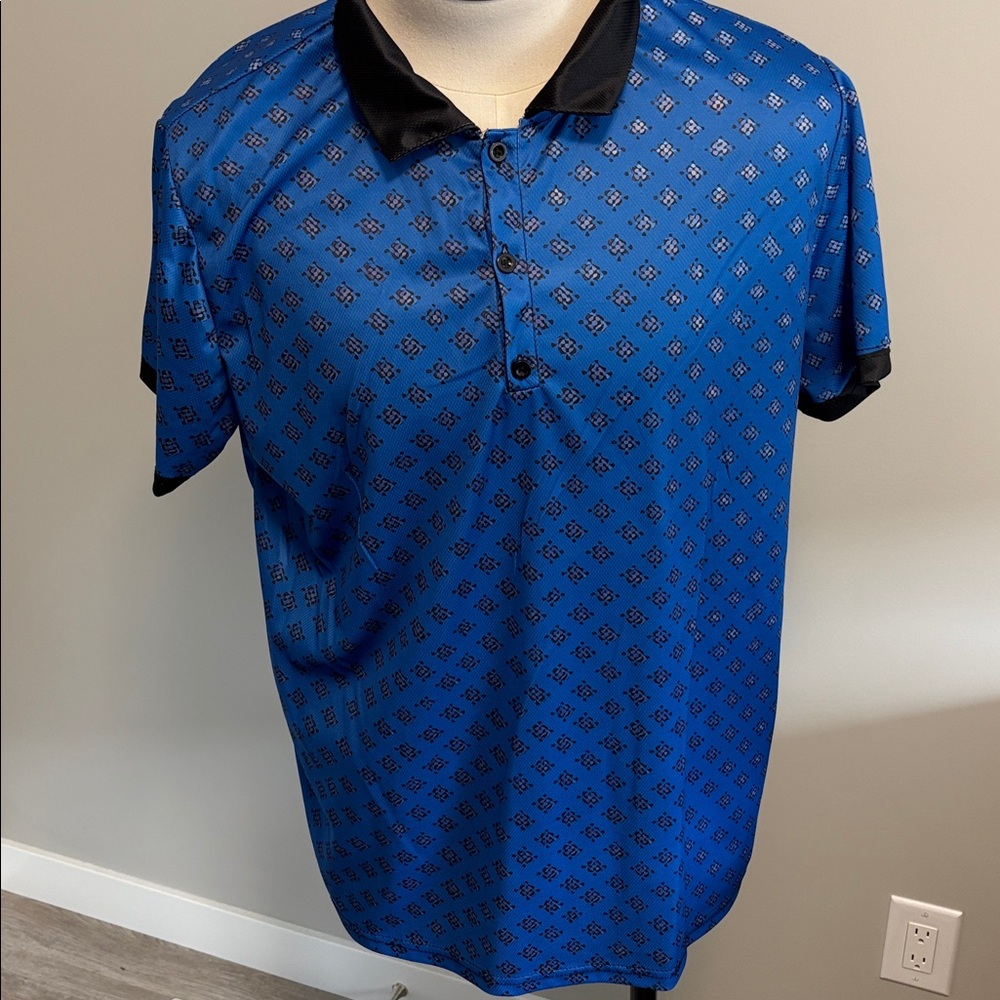 Blue and Black Patterned Polo Shirt set of 4